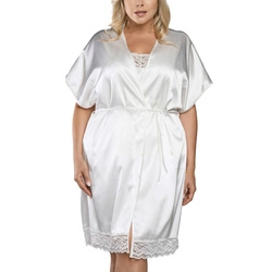 Italian Fashion Dame Morgenmantel Nachtwäsche Satin Schnürung Dotyk,