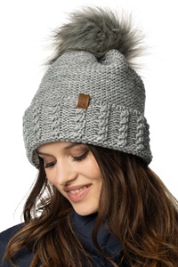 Vivisence Damen Bommelmütze Winter Fleecefutter Bommel Perfekte Passform 70103, hellgrau