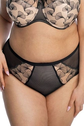 Gaia Dame Slip Stickerei Netz Voll Blumenmuster Klassisch Zweifarbig 1130P Filipa , Schwarz