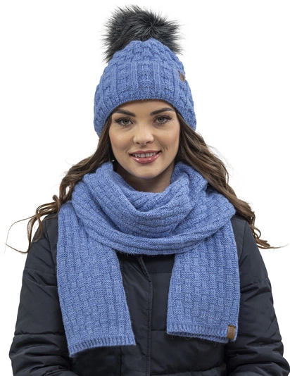 Vivisence Wintermütze mit Bommel Damen Warmes Ideal Für Kalte Wintertage 7015, Denim