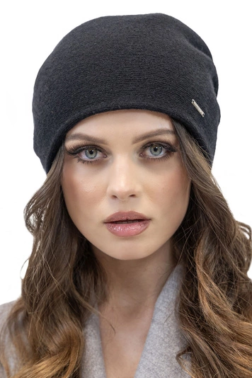 Vivisence Damen Mütze Wolle Falten Fleece Gefüttert Bequem Alltag Winter 7085, schwarz