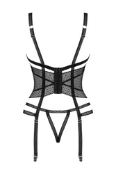 Obsessive Dame Korsett Reizwäsche String Offene Cups Netz Sexy Sinnlich Lanelia, Schwarz