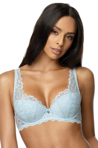 Mat Dame Bügel BH Gepolsterte Cups Spitze Blumenmuster Klassisch Komfortabel Elegant 053/22 Carmela , Himmelblau