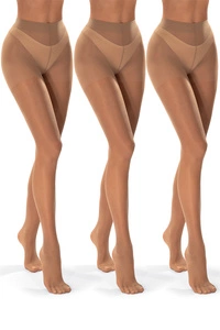 Vivisence Damen Strumpfhose 40 DEN 3Er-Pack Mit Hohem Bund Und Verstärkter Zehenpartie Für Optimalen Komfort Perfekt Für Elegante Outfits, daino