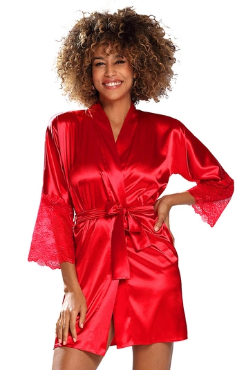 Dkaren Morgenmantel Satin Elegant Spitze Sinnlich Cameron, 