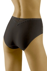 Wolbar Dame Slip Höherer Bund Klassisch Spitze Nahtlos Unterhose WB440, schwarz