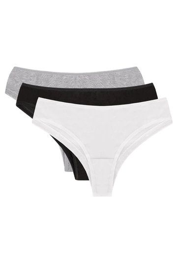 Vivisence Dame Slip Unterhose Klassisch Komfortabel Trendig Alltag Unterwäsche 4018, schwarz/weiß/grau