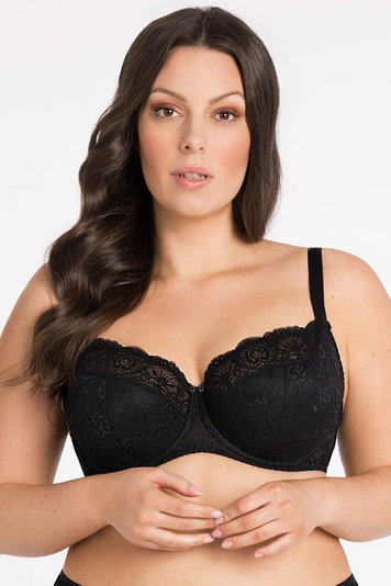 Gorsenia K357 Blanca Bügel BH Dame Dessous Spitze geblümt regulierbar Setteil EU, 