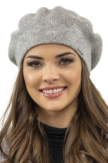 Vivisence Damen Baskenmütze Winter Herbst Warme Barette Wolle Elegante Stil 7050, hellgrau