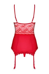 Obsessive Lovica Korsett Dame Spitze gemustert regulierbar Traingel Cups Bügel Set, Rot
