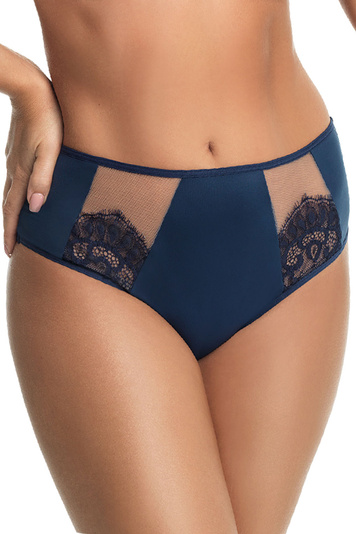 Gorsenia Dame Slip Unterhose Glatt Netz Spitze  K581 Dakota , Dunkelblau