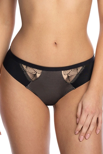 Gaia Dame Slip Brazilian Stickerei Ausgeschnitten Zweifarbig Unterhose 1130B Filipa, Schwarz