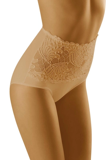 Wolbar Damen Sexy Shapewear-Slips Spitze Miederslip Hohe Taille Figurformende WB207, beige
