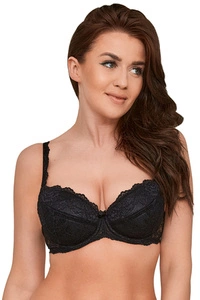 Gaia Dame Push-Up BH Gepolsterte Schalen Klassisch Spitze Geblümt 1161 Kasjana, Schwarz
