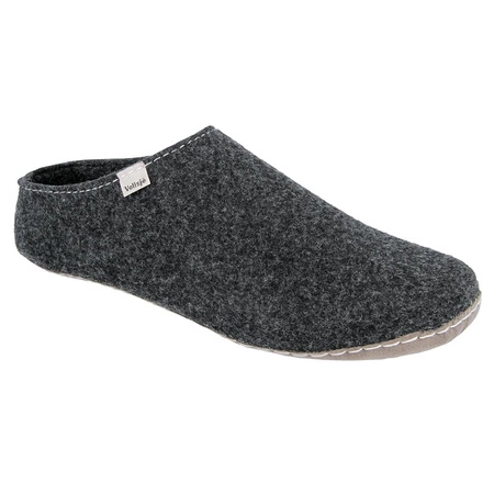 Vollsjö Damen Pantoffeln aus Filz Hausschuhe Dunkelgrau Filzschuhe für Frauen, Modisch und Gemütlich Freizeitschuhe Filzpantoffeln, Heimschuhe, Hergestellt in der EU, dunkelgrau-grau