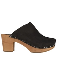 Vollsjö Damen Clogs aus Holz und Leder Hausschuhe Schwarz Holzschuhe Clogs für Frauen, Modisch und Gemütlich Freizeitschuhe, Heimschuhe, Hergestellt in der EU, schwarz