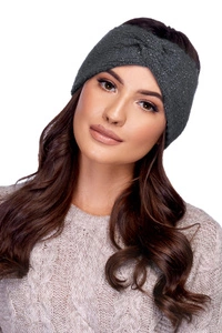 Carmen Dame Stirnband Herbst Winter gemustert Kopfbedeckung S-02, dunkelgrau