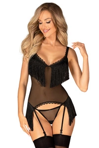 Obsessive Dame Korsett Korsage Durchsichtig Verführerisch Sexy Strapsen String Fransen Sherila,