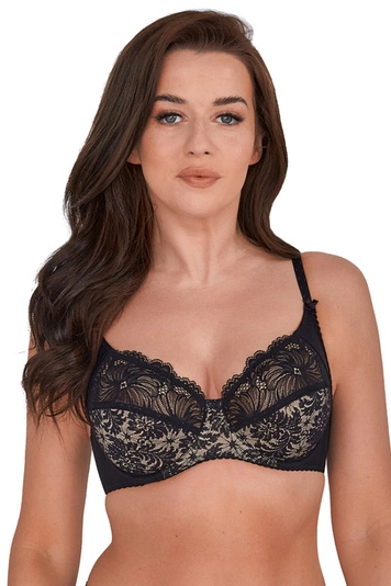Gaia 534 Chantal Soft BH Damen Unterwäsche Spitze regulierbar Top Qualität EU, schwarz-braun
