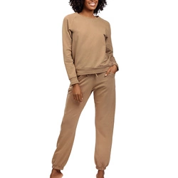 Dkaren Dame Homewear Set Bequem Musterlos Rundhlasausschnitt Komfortabel Wenezja,