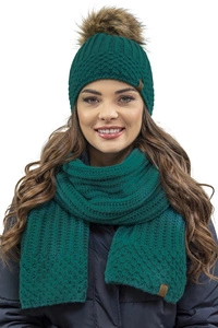 Vivisence Damen Mütze mit Schal Set Mit Fleecefutter Wärme An Wintertagen 7016, dunkeltürkis