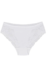 Wolbar Damen Slips Spitze hoher Bund Unterhose WB408, weiß