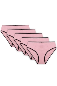 Vivisence Dame Slip Unterhose Klassisch Komfortabel Trendig Alltag Unterwäsche 4016, schwarzes Gummiband:pink