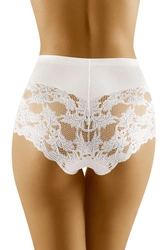 Wolbar Dame Slip Mit Hohem Bund Klassisch Elegant Netz Mesh Gummi Höschen Unterhose WB406, beige/beige/weiß