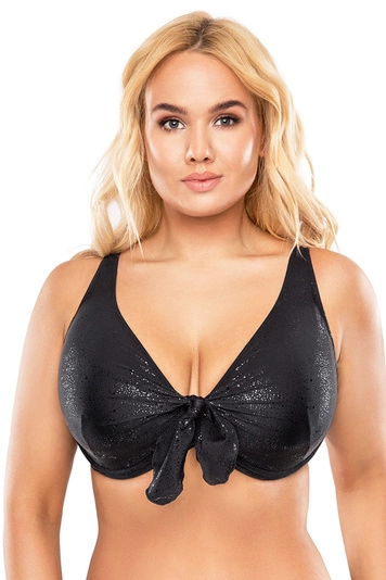 VIVISENCE Bikini Oberteil Damen Bademode Bikini BH Starker Halt 3202, schwarz glänzend