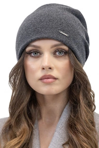 Vivisence Damen Mütze Wolle Falten Fleece Gefüttert Bequem Alltag Winter 7085, dunkelgrau