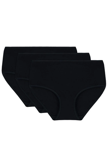 Vivisence Damen Slip Baumwolle Hohem Bund Komfort und Bequemlichkeit 4001, schwarz