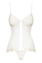 Obsessive Damen Nachthemd Set String Spitze 874-BAB-2, Weiß