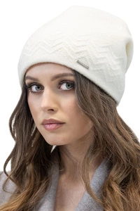Vivisence Damen Mütze Winter Weichem Futter Zickzackmuster Perfekten Sitz 7090, ecru
