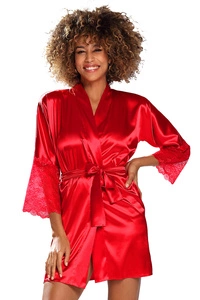 Dkaren Morgenmantel Satin Elegant Spitze Sinnlich Cameron,