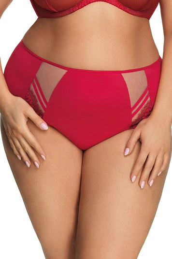 Gorsenia Damen Slip Unterhose Tüll Spitze hoher Bund K497 Paradise, rot