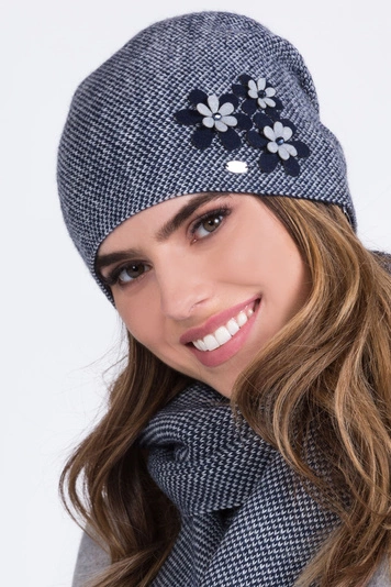 Kamea Dame Wintermütze Kopfbedeckung warm gemustert dick Lusi , Dunkelblau