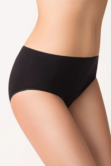 Vivisence Damen Slip Baumwolle Hohem Bund Komfort und Bequemlichkeit 4001, schwarz