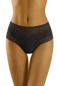 Wolbar Damen Slip Unterhose Ajour-Spitze hoch Unterwäsche WB416, schwarz