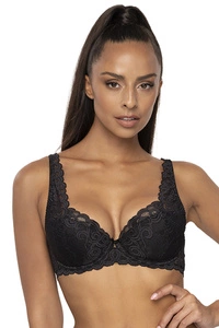 Mat Dame Bügel-BH Klassisch Elegant Stilvoll Dessous Spitze Geblümt 3824/22 Natalie, Schwarz