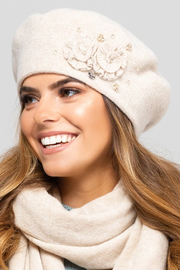 Kamea Damen Baskenmütze Kopfbedeckung Herbst Winter Barcelona, Beige