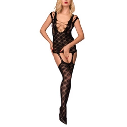 Hot in Here Dame Bodystocking Reizwäsche Netz Sexy Gemustert Verführerisch Diamonds,