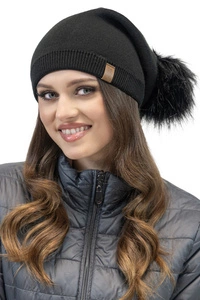 Vivisence Damen Bommelmütze Winter Bommel Klassischen Stil Verlängerter Sitz 70105,