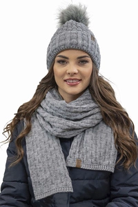 Vivisence Wintermütze mit Bommel Damen Warmes Ideal Für Kalte Wintertage 7015, hellgrau