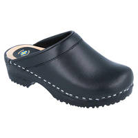 Vollsjö Herren Clogs aus Holz und Leder Hausschuhe Holzschuhe Clogs für Männer, Modisch und Gemütlich Freizeitschuhe, Heimschuhe, Hergestellt in der EU,