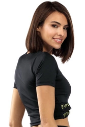 Reviver Dame Top T-Shirt Sportbekleidung Kurz Gummi Alltag Joggen Fitness F5522, Schwarz