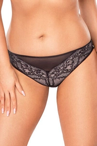 Vivisence Dame Slip Unterhose Spitze Tüll Netz Geblümt Schliefe Unterwäsche1055, Schwarz-Beige