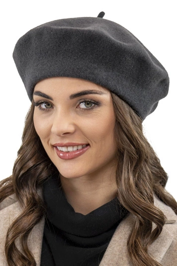 VIVISENCE Winter Baskenmütze Aus Wolle für Damen Ideal für Wintertage 7073, dunkelgrau