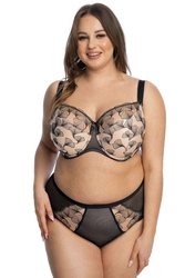 Gaia Dame Slip Stickerei Netz Voll Blumenmuster Klassisch Zweifarbig 1130P Filipa , Schwarz