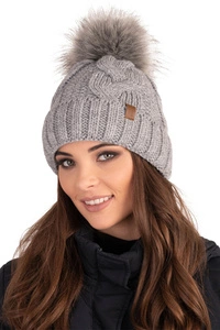 VIVISENCE Wintermütze mit Bommel Damen Warmes Ideal Für Kalte Wintertage 7014, hellgrau