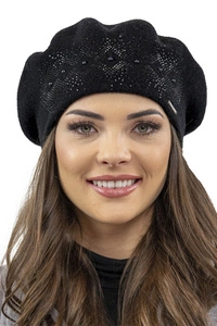 Vivisence Damen Baskenmütze Winter Herbst Warme Barette Wolle Elegante Stil 7050, schwarz
